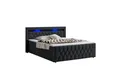 Juskys Polsterbett Leona, 140x200 cm, Boxspringbett-Optik, Samt-Bezug, LED-Licht, H4 Matratze