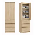 Home Collective Kleiderschrank, Garderobenschrank, Mehrzweckschrank 2-türig mit 3 Einlegeböden & 3 Schubladen | Schrank für Schlafzimmer, Flur oder Büro | 50x40x180 cm (BxTxH) | Sonoma