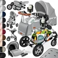 KESSER® Loops Kinderwagen 4 in 1 Kombikinderwagen Komplett-Set auch als Buggy für Kinder bis 4 Jahre inkl. Babywanne, Babyschale + Fußsack, Korb...