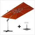 anndora-sonnenschirm Ampelschirm aus Aluminium Marktschirm, LxB: 300,00x300,00 cm, mit Betonplatten, wasserabweisende Beschichtung - 360° schwenkbar - Kurbelmechanik rot