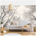 Bilderdepot24 Fototapete Wald Baumkronen Himmel Warmgrau Natur Landschaft Waldtapete Bäume, Glatt, Matt, (Vliestapete inkl. Kleister oder selbstklebend), Wohnzimmer Schlafzimmer Küche Flur Motivtapete Vliestapete Wandtapete grau 3.36 m x 2.25 m