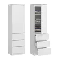 Kleiderschrank, Garderobenschrank, Mehrzweckschrank mit 3 Einlegeböden & 3 Schubladen | kompakter und funktionaler Schrank für Schlafzimmer, Flur oder Arbeitszimmer | 50x40x180 cm (BxTxH) | Weiß