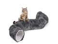 Canadian Cat Company Tiertunnel Katzentunnel Otis - versch. Farben, Donut - Tunnel und Tierbett, Plüschfell imitat, viele Funktionen, zwei faltbare Katzentunnel, Plüschbett in der Mitte