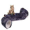 Plüsch Katzentunnel Spieltunnel mit Katzenspielzeug Rascheltunnel für Katzen
