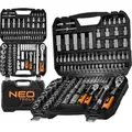 NEO TOOLS 110-teiliges Universal Steckschlüssel-Set 1/2" & 1/4" aus robustem Chrom-Vanadium-Stahl mit 72-Zahn Feinverzahnung, inklusive Torx-Einsätzen, Sechskant- Nüssen