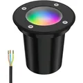 ledscom.de Bodeneinbauleuchte BOLI für außen, IP67, schwarz, gefrostet, rund, 108mm Ø inkl. LED RGB Lampe, smart 473lm