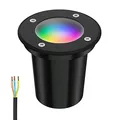 ledscom.de Bodeneinbauleuchte BOLI für außen, IP67, schwarz, gefrostet, rund, 108mm Ø inkl. LED RGB Lampe, smart 473lm