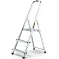 Drabest | Trittleiter klappbar - Alu Leiter  - mit Ablage Haushaltsleiter Stehleiter - er Haken - 1x3 - bis 125 kg