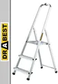 DRABEST Trittleiter 3 Stufen klappbar Alu Leiter mit Ablage Haushaltsleiter Belastbar bis 125 kg Stehleiter kostenloser Haken