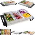 Steinborg Edelstahl Buffetwärmer Speisewärmer | 4 Speisebehälter | stufenlosen Temperaturregler | BPA-frei | 300 Watt