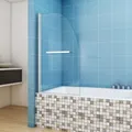 Duschwand für Badewanne Faltwand 80 x 140 cm Echt Glas 6 mm Duschabtrennung Aufs