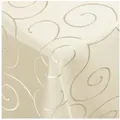 DecoHomeTextil Heimtextilmanufaktur Tischdecke Kringel Circle Tafeldecke Ornamente Damast Tischdecke beige Eckig 110 x 180 cm