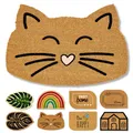 Astra natürliche Fußmatte Kokos - Kokosmatte 40x60cm Katze - rutschfeste Schmutzfangmatte robust - außen Fussmatte innen - Türmatte überdachter Außenbereich