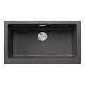 BLANCO VINTERA XL 9-U | Granitspüle aus SILGRANIT felsgrau | Einbauart: Unterbau | für 90 cm breite Unterschränke | ohne Ablauffernbedienung | Ablaufgarnitur mit Raumsparrohr| [89,6x51x23,2 cm]
