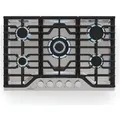 Klarstein Turbocast Gaskochfeld - 5-Brenner Edelstahl 304, 3,4 kW Wokbrenner, Gusseiserne Pfannenhalter, Elektrische Zündung, Sicherheitsabschaltu... - Silber
