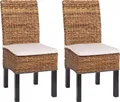 2er-Set Esszimmerstuhl Korbstuhl M69 Stuhl BALI Bananengeflecht dunkel, mit Kissen