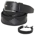PELPE Argentinischer Ledergürtel mit passender Schnur und Lederarmband. Auf Leder gestickter Gürtel für Männer und Frauen. Argentinische Pologürtel