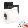 bremermann Bad-Serie Piazza Black Tape - Toilettenpapierhalter, Papierrollenhalter selbstklebend Edelstahl, schwarz - kein Bohren 3M Klebebefestigung