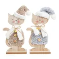 Logbuch-Verlag Weihnachtskatzen Set 2 Katzen Figuren Weihnachten Geschenk Dekofiguren zum Hinstellen Katzendeko