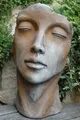 Gartenfigur Gesicht "FRAU", Steinguss, Rosteffekt, klein Sofort Lieferbar