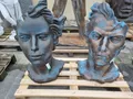 Gesicht "FRAU und MANN", im Bronzestil, Medium im Set Sofort Lieferbar