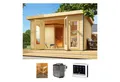 KONIFERA Saunahaus Maiko 3 SET A, BxTxH: 369 x 309 x 229,5 cm, 38 mm, Ofen 9 kW Bio externe Strg easy