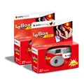 AGFA Photo 601020 LeBox Flash, Einwegkamera, 27 Fotos, optisches Objektiv 31 mm, Grau und Rot, 2er