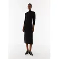 comma Midikleid Kleid Antalliertes Strickkleid mit Turtleneck und seitlichen Schlitzen schwarz 34 EU