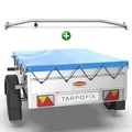 Tarpofix® Anhängerplane 140 x 115 cm + 1x Planenbügel | Anhänger Plane Flachplane aus PVC PLANENMATERIAL | Verstärkte Stema Anhänger Plane für Diverse PKW DDR Hänger | Abdeckplane + Flachplanenbügel