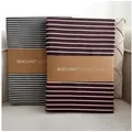 MAGANO Spannbettlaken, Luxus Streifen Bettlaken aus Bambus & Baumwolle Satin, Gummizug: rundum, 400 TC Luxusqualität, Hypoallergen, Thermoregulierend beige|braun 180 cm x 200 cm