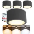 4er Set CELI-X LED Aufbauspot anthrazit flach rund - LumiFLEX 3CCT Lichtfarbe warmweiß neutralweiß tageslichtweiß - GX53 230V Deckenstrahler 3W