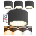 SSC-LUXon 4er Set CELI-X Spot Strahler Decke flach große Leuchtfläche - Aufputzlampe 230V anthrazit rund mit LED GX53 3W warmweiß
