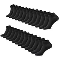 FALARY Sneaker Socken Herren Damen 12 Paar Kurze Halbsocken Baumwolle-Schwarz-35-38