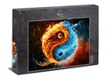 Ulmer Puzzleschmiede - Puzzle „Harmonie von Feuer und EIS“ - Kraftvolles Yin Yang Symbol als 1000 Teile Puzzle - Die Energie der Elemente - Intensives Erwachsenenpuzzle, Qualität Made in Germany