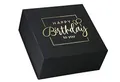 Premium Geschenkbox Geburtstag, Geschenkkarton, Magnetbox, Magnetfaltbox, Geschenkverpackung für Geburtstag mit Schriftzug, 22x22x10cm, Schwarz matt mit Gold