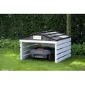 Dobar Mähroboter-Garage mit Schild weiß schwarz 78,5 x 74 x 52,5 cm