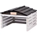 Dobar Mährobotergarage mit abnehmbarem Dach Weiß Schwarz 52,5 x 78,5 x 74 cm