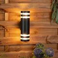 LUMILED Außenwandleuchte Wandlampe aussen Außenleuchte Wand 2x E27 Fassung Außenbeleuchtung Wandleuchter Gartenleuchte Terrasse Haus Fassade IP54 - Schwarz