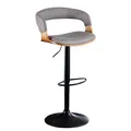 Riess Ambiente Retro Barhocker Manhattan grau Strukturstoff Massivholz mit Lehne drehbar höhenverstellbar Barstuhl Tresenstuhl Tresenhocker Küchenstuhl