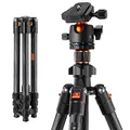 K&F CONCEPT K254C2 Kamera stativ aus Kohlefaser, Stativ Kamera 162cm,Reisestativ Arca Swiss kompatibel, Tripod für unterwegs