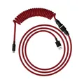 HyperX Spiralkabel – langlebiges Spiralkabel, stilvolles Design, 5-poliger Fliegerstecker, USB-C auf USB-A – rot/schwarz