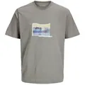 Jack & Jones T-Shirt JCOSAGO Photo Slub Tee SS Crew Neck mit Print auf der Vorderseite grau XL (54/56)