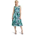 Cocktailkleid VERA MONT "Vera Mont Cocktailkleid mit Print", Damen, Gr. 42, Normalgrößen, grün (emerald, grün), Chiffon, Obermaterial: 100% Polyester. Futter: 95% Polyester, 5% Elasthan., feminin, Basic schmal kurz, Rundhals, ohne Ärmel, Kleider, Druck