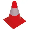Perel Leitkegel zum Markieren, Absichern oder Absperren von Gefahrenzonen, Baustellen, Bereichen und Wegen, Rot/Weiß, 30 cm