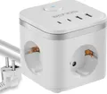 Echos - 7-in-1 Steckdosenwürfel mit 2m Kabel 3 Fach Mehrfachsteckdose mit USB C - Steckdosenleiste 4 Fach USB Mehrfachstecker mit Schalter Cube Steckdosenadapter mit Kindersicherung 3680W