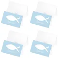 itenga 96 x Tischkarten Platzkarten Namensschild Fisch Kommunion Taufe Konfirmation Jungen Mädchen (himmelblau)