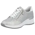 Rieker Sneaker mit Lettern bedruckt, Freizeitschuh, Halbschuh, Schnürschuh silberfarben 37 EU