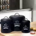 Theo&Cleo Vorratsbehälter 3er-Set [mit belüfteten Vorratsbehälter], Aufbewahrung Kartoffeln Set,Vorratsdose Kartoffeln, Zwiebeltopf Kartoffeltop... - Schwarz