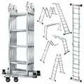 OUTIGO Vielzweckleiter,Aluminium Multifunktionsleiter, 7in1, Sicherheitsschloss (4x3/4x4/4x5 verschiedene Spezifikationen), 7in1 Aluminium Multifunktionsleiter, 150 kg schwer 4.6 Meter 4x4 Sprossen-35cm x 461cm