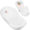 Baby Badewanne mit Baby badewannensitz 2 Set - TÜV Rheinland zertifiziert! - Babybadewanne Neugeborene ab 0 bis 24 Monate mit Stöpsel + Baby badewannensitz mit Anti Rutsch Beschichtung!